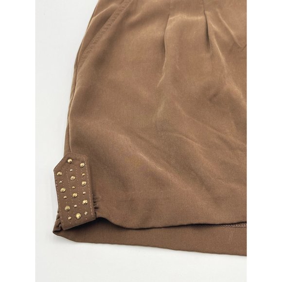 Cache Studded Goldtone Hardware Pocketed Fitted Waist Closure Dress Shorts NWT - Picture 4 of 13